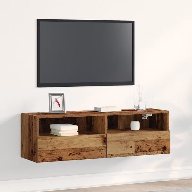 Berkfield Home Rustic Brown TV Wall Cabinet with Hinged Doors and Internal Shelves, W: 100 cm, D: 30 cm, H: 30 cm
