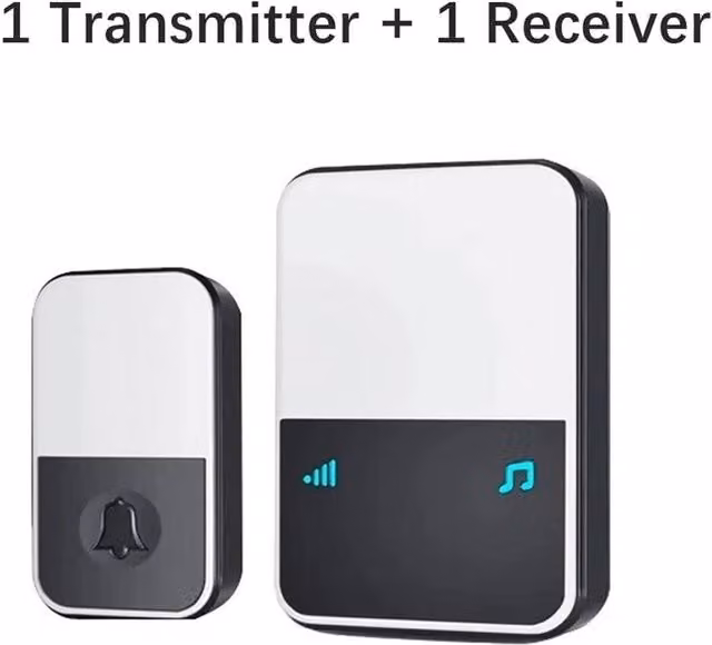VOGREX Waterproof Wireless Doorbell with 2 Receivers in Black – 1