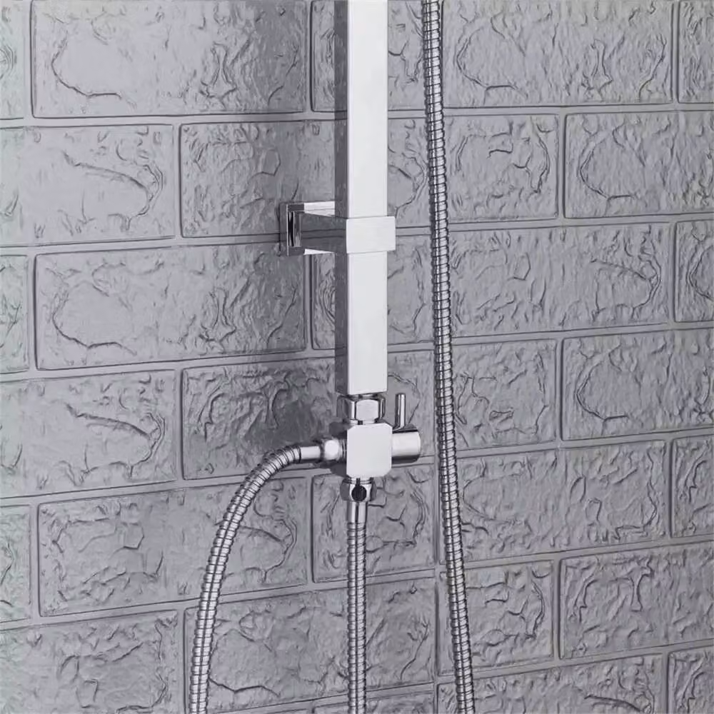 PAWNORA Square Shower Set B-Chrome in Silver with Hand Shower and Wall Bar – 2