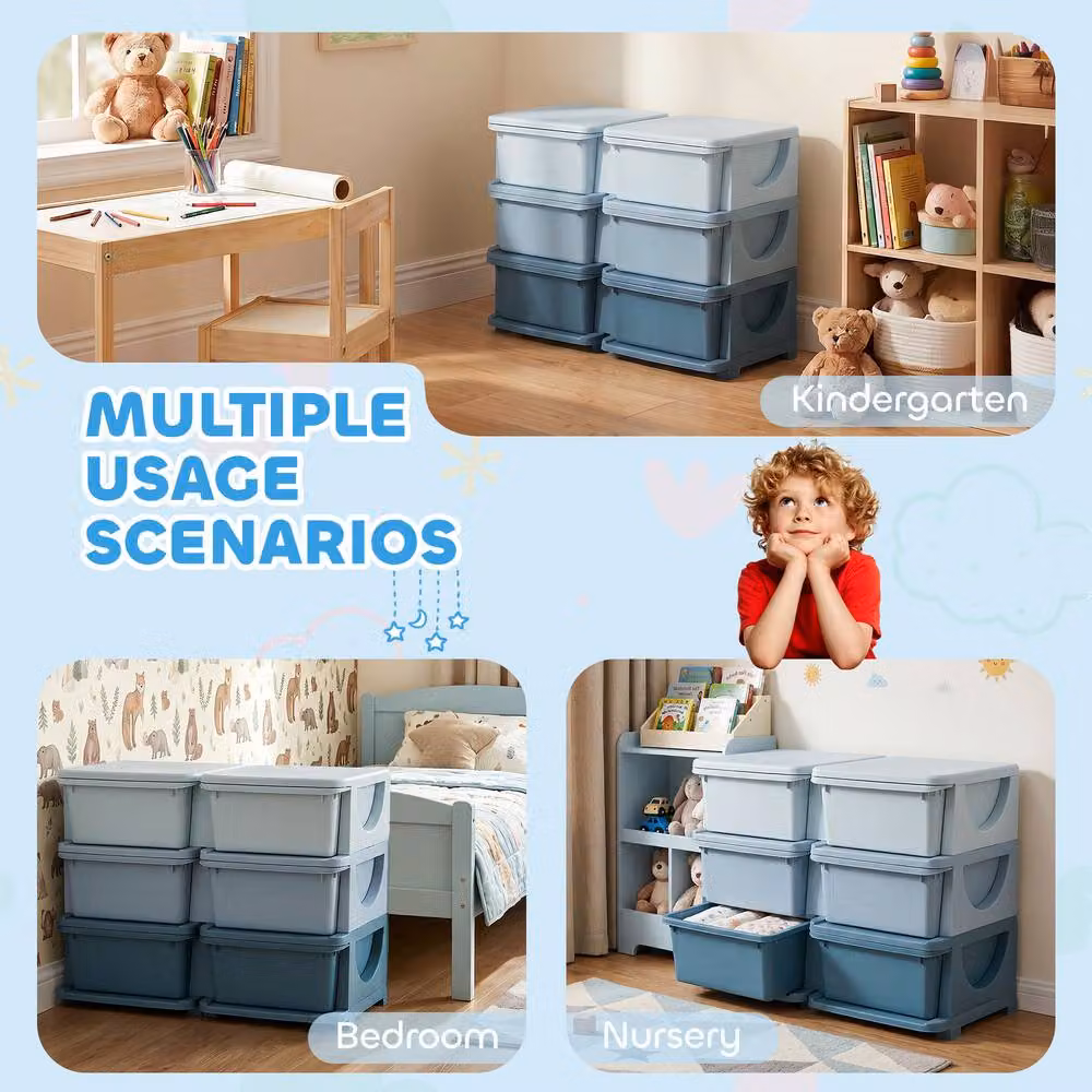 STILVORA Kids Storage Unit with 6 Drawers in Blue – 2