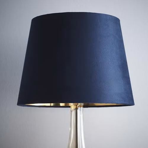 K LIVING Navy Blue Velvet Tapered Cone Lampshade for Modern Table and Floor Lamps, Diameter: 35.56 cm