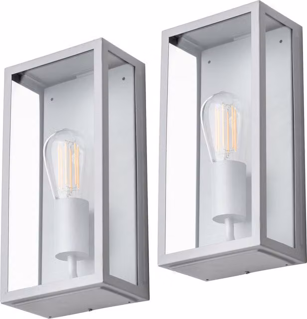 Litecraft Mersey 2 Pack Outdoor Lantern Wall Lights in Silver