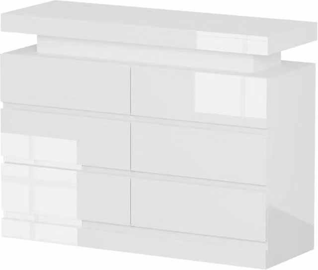 FORGEVIO 6 Drawer Bedside Table Cabinet in Glossy White
