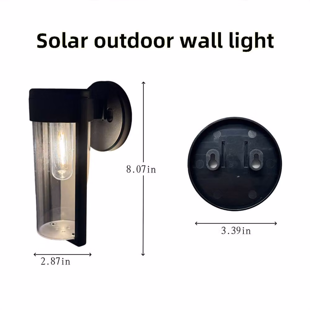 Bright Zeal Set of 2 Black Round Solar Wall Lights with Warm White LED and Dusk Sensor, Diameter: 12 cm – 4