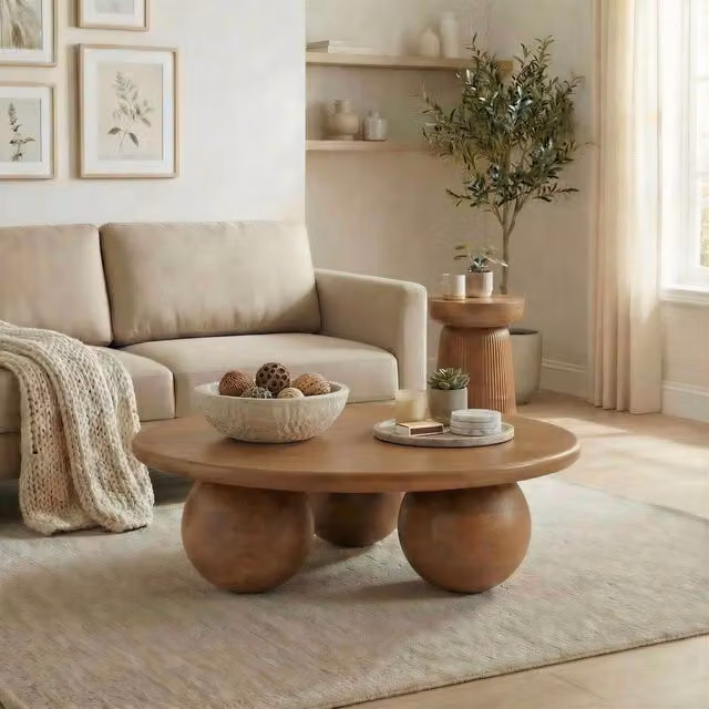 FurnitureboxUK Olympus Round Mango Wood Coffee Table in Brown