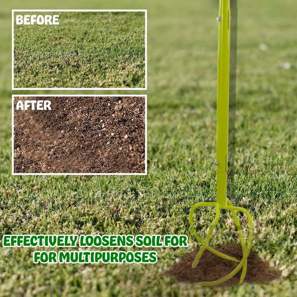 Crystals Manual Garden Twist Tiller with 35 Inch Long Handle in Light Green – 2