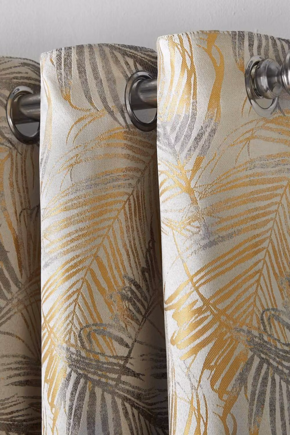 Alan Symonds Fiji Lined Floral Eyelet Ring Top Curtains in Yellow, Width: 168 cm, Drop: 183 cm – 2