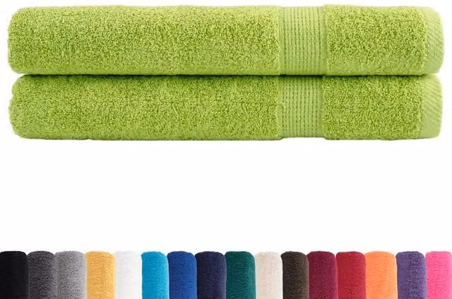 Berkfield Home SOLUND Premium Cotton Terry Towels, 2 Pack, Apple Green, W: 100 cm, L: 200 cm, 600 gsm – 1