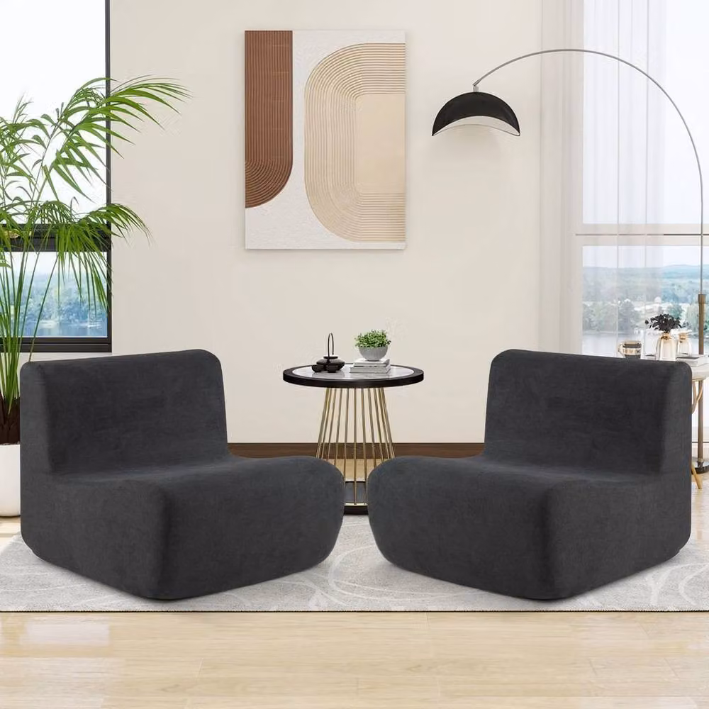 PAWNORA Fireside Bean Bag Chair in Dark Grey Velvet with Shredded Memory Foam and Removable Cover – 3