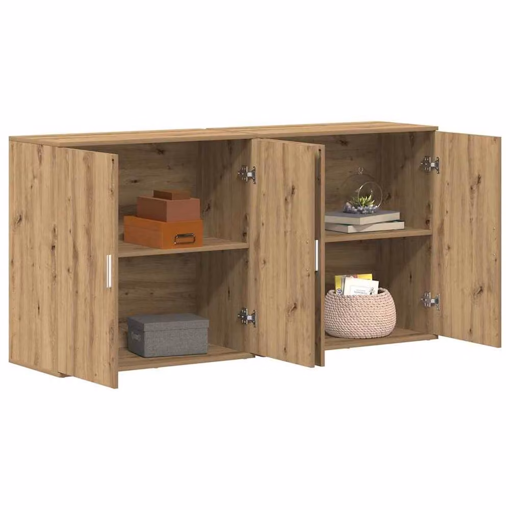 Berkfield Home Artisan Oak Sideboards, 2 Piece Set in Brown, W/D/H: 79 x 38 x 80 cm – 3