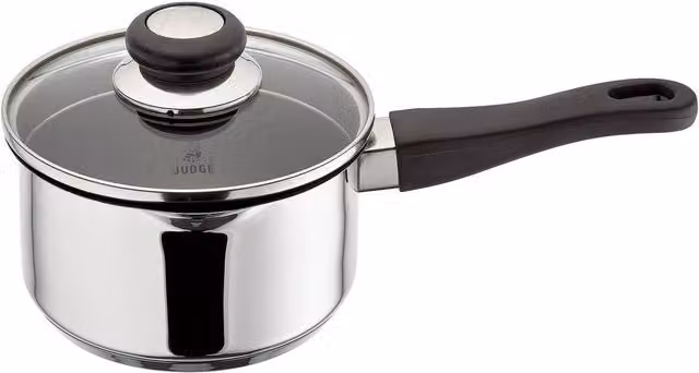 Judge Vista Non-Stick Draining Saucepan with Glass Lid, Silver, 16cm, 1.5L – 3