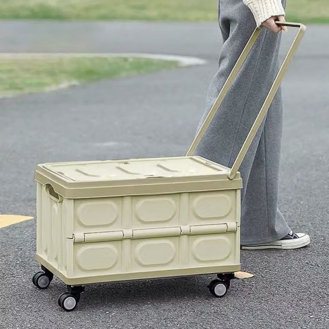 EONLION Green Folding Shopping Trolley Boot Cart, Height: 52 cm, Width: 36 cm, Depth: 36 cm
