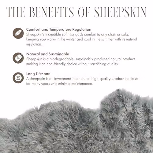 Infinity Leather Grey Real Sheepskin Natural Wool Single Rug, W: 90 cm, D: 60 cm – 4