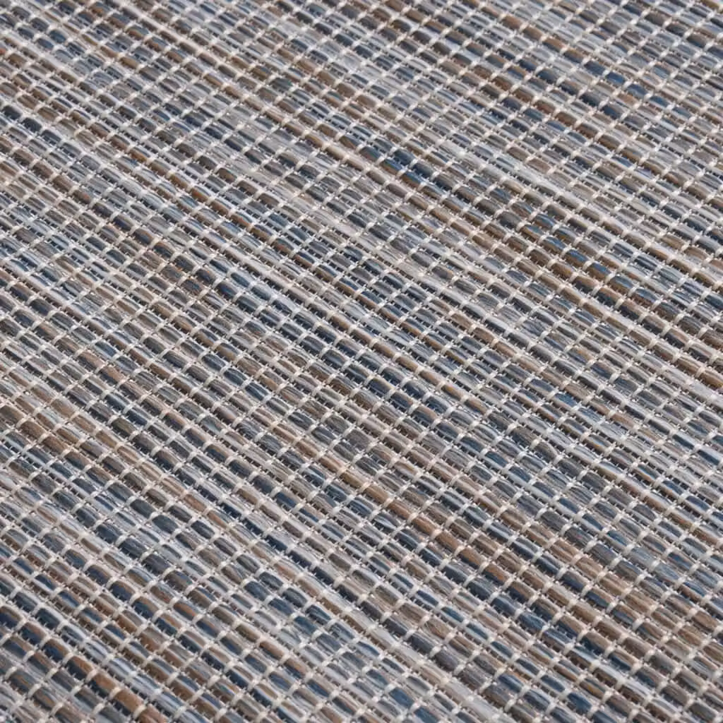 Berkfield Home Outdoor Flatweave Round Rug in Brown, Blue and Black, Diameter: 100 cm – 2