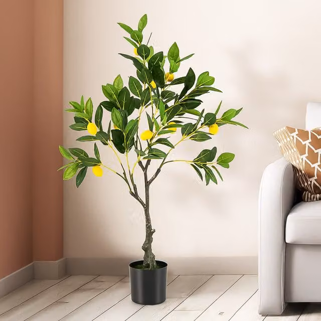 COSTWAY Artificial Lemon Tree, Green, Height: 80 cm