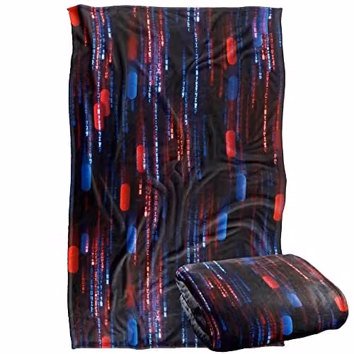 Warner Bros. The Matrix (2021) Pill Code Super Soft Silky Touch Fleece Blanket, Multicolour, W/D/H: 91.44 x 91.44 x 1.47 cm