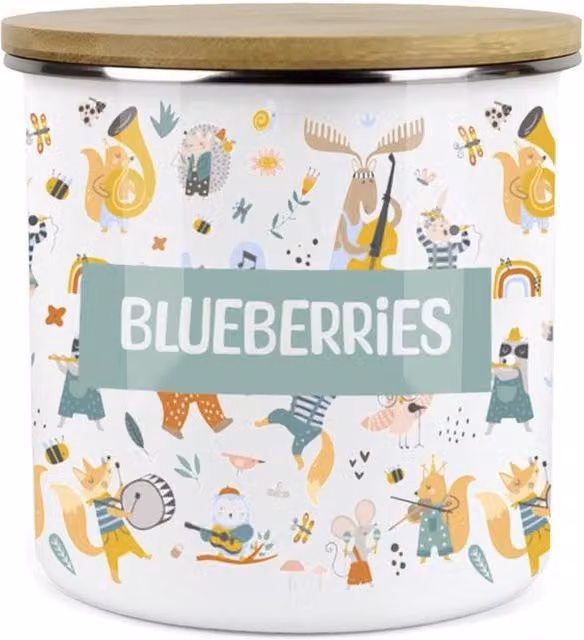 Purely Home Musical Animals Childrens Mini Snack Pot in Blue and White Enamel