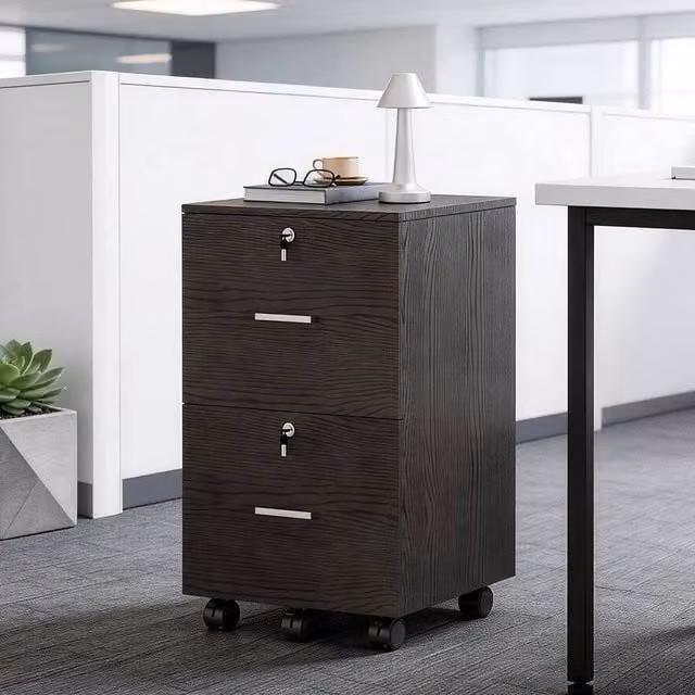 EONLION 2 Drawer Rolling File Cabinet in Black with Lock and Castors – 1