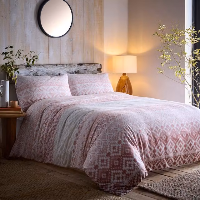 Appletree Terracotta Tribal Duvet Cover Set with 2 Pillowcases, 100% Brushed Cotton, Ethnic Geometric Print, W/D/H: 200 x 200 cm