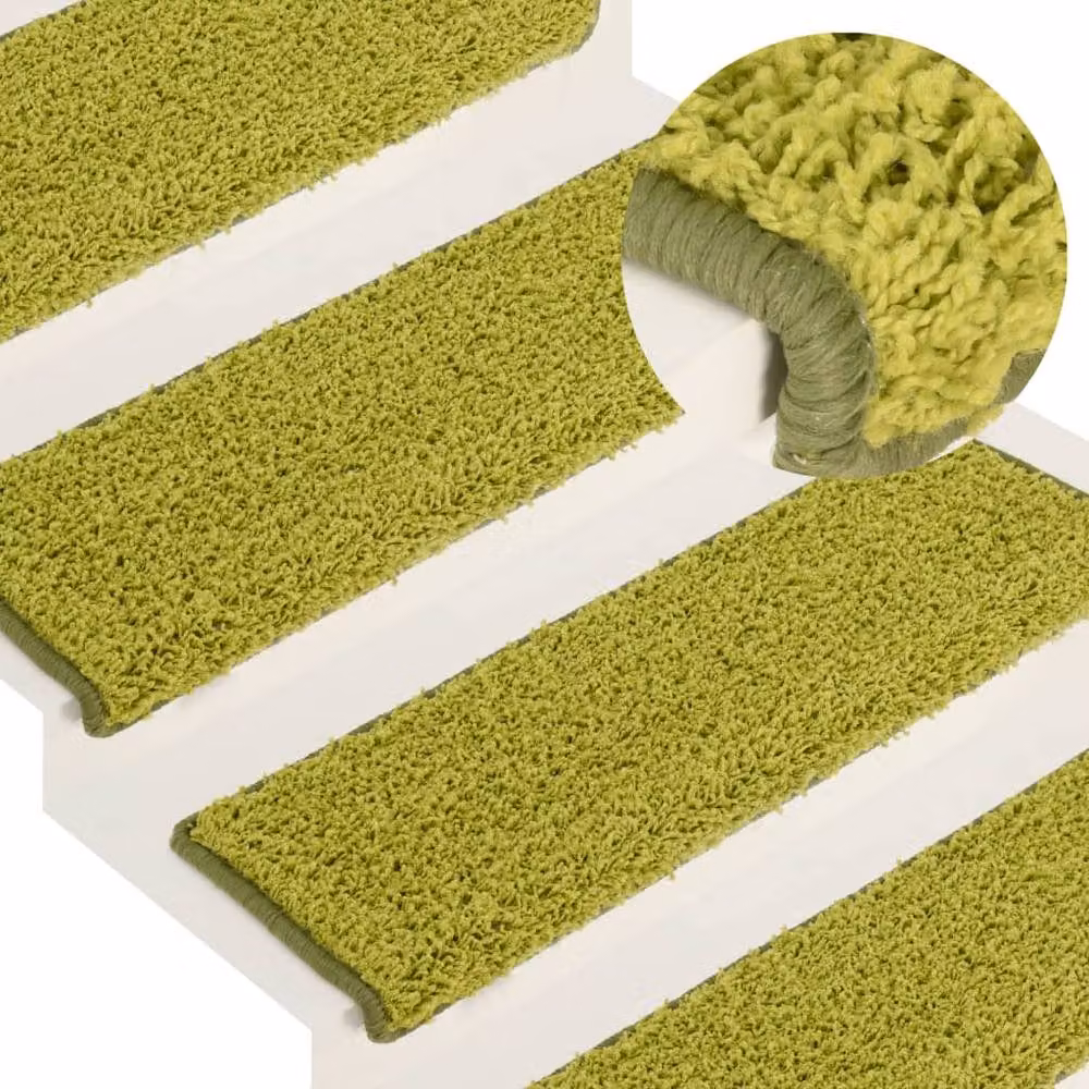 Berkfield Home Non-Slip Carpet Stair Treads, 15 Pieces, Green, W: 65 cm, D: 21 cm, H: 4 cm – 2