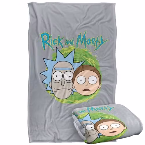 LOGOVISION Rick and Morty Floating Heads Super Soft Fleece Throw Blanket, Multicolour, W: 91 cm, L: 147 cm – 1
