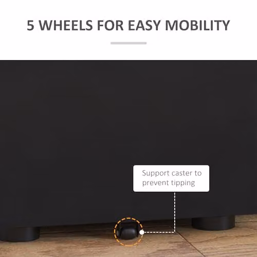 Vinsetto 3-Drawer Metal Mobile Filing Cabinet with Lock and Castors, Black, W: 39 cm, D: 48 cm, H: 59 cm – 6