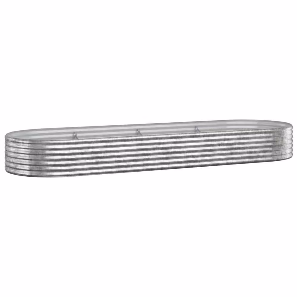 Berkfield Home Garden Powder-coated Steel Raised Bed in Silver, W/D/H: 322 x 100 x 36 cm – 2
