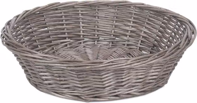 Red Hamper Round Wicker Packing Tray in Brown and Red