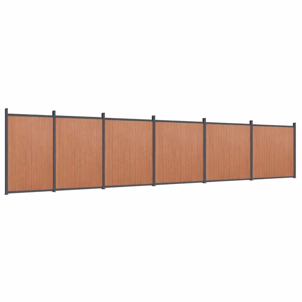 Berkfield Home Brown WPC and Aluminium Opaque Fence Panel, W: 1045 cm, H: 186 cm – 2
