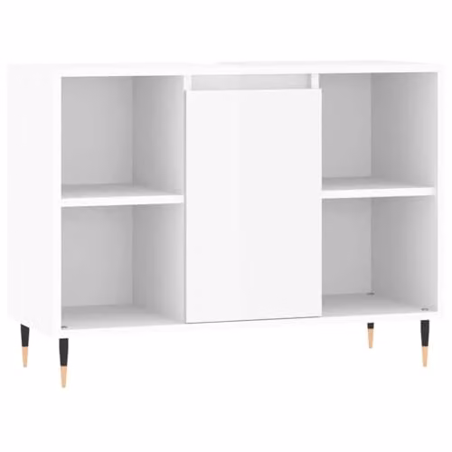 vidaXL Modern High Gloss White Bathroom Cabinet with Hinged Doors and Open Shelf, W/D/H: 80 x 33 x 60 cm