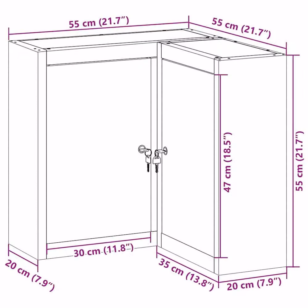 Berkfield Home Lockable Wall-Mounted Corner Tool Cabinet in Red and Grey Steel – 5