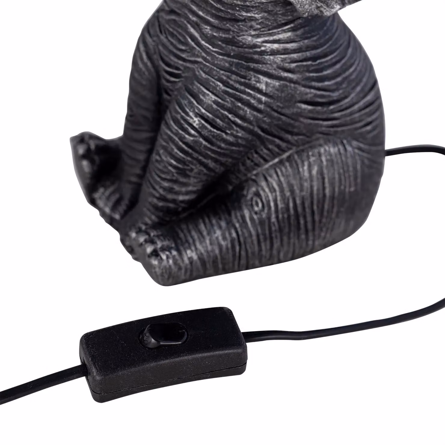 First Choice Lighting Elephant Black Resin Table Lamp with Black Fabric Shade – 3