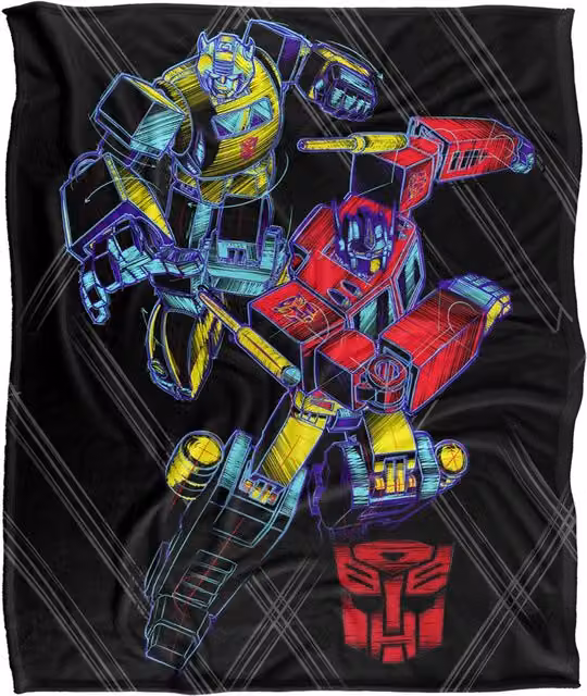 LOGOVISION Transformers Sketchy Optimus and Bumblebee Super Soft Fleece Throw Blanket, White, W: 152 cm, D: 127 cm – 6