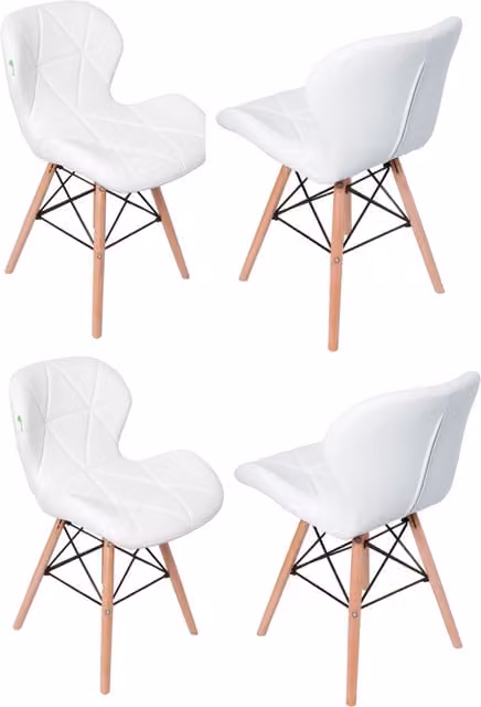 Life Interiors Cecilia Eiffel Set of 4 White Faux Leather Dining Chairs with Button Detail