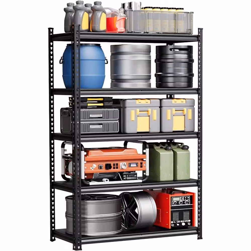 VOGREX 5-Tier Heavy Duty Metal Shelving Unit in Black – 6