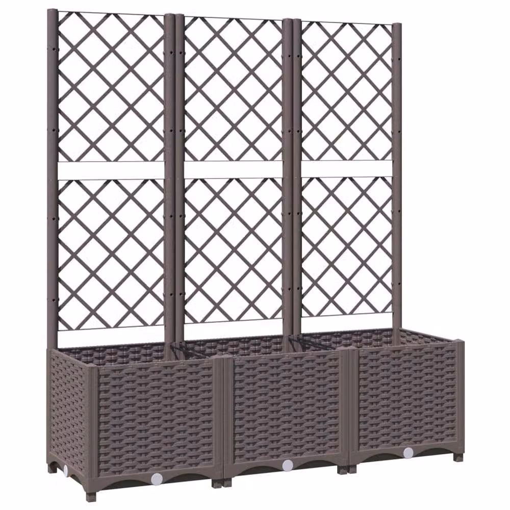 Berkfield Home Garden Planter with Trellis in Brown, W/D/H: 120 x 40 x 136 cm – 3