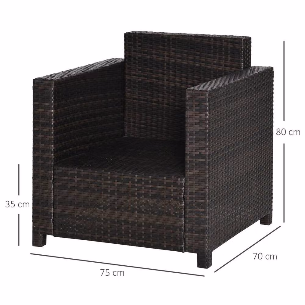 NESTLUNE Black Polyrattan Garden Armchair with Cushions – 2