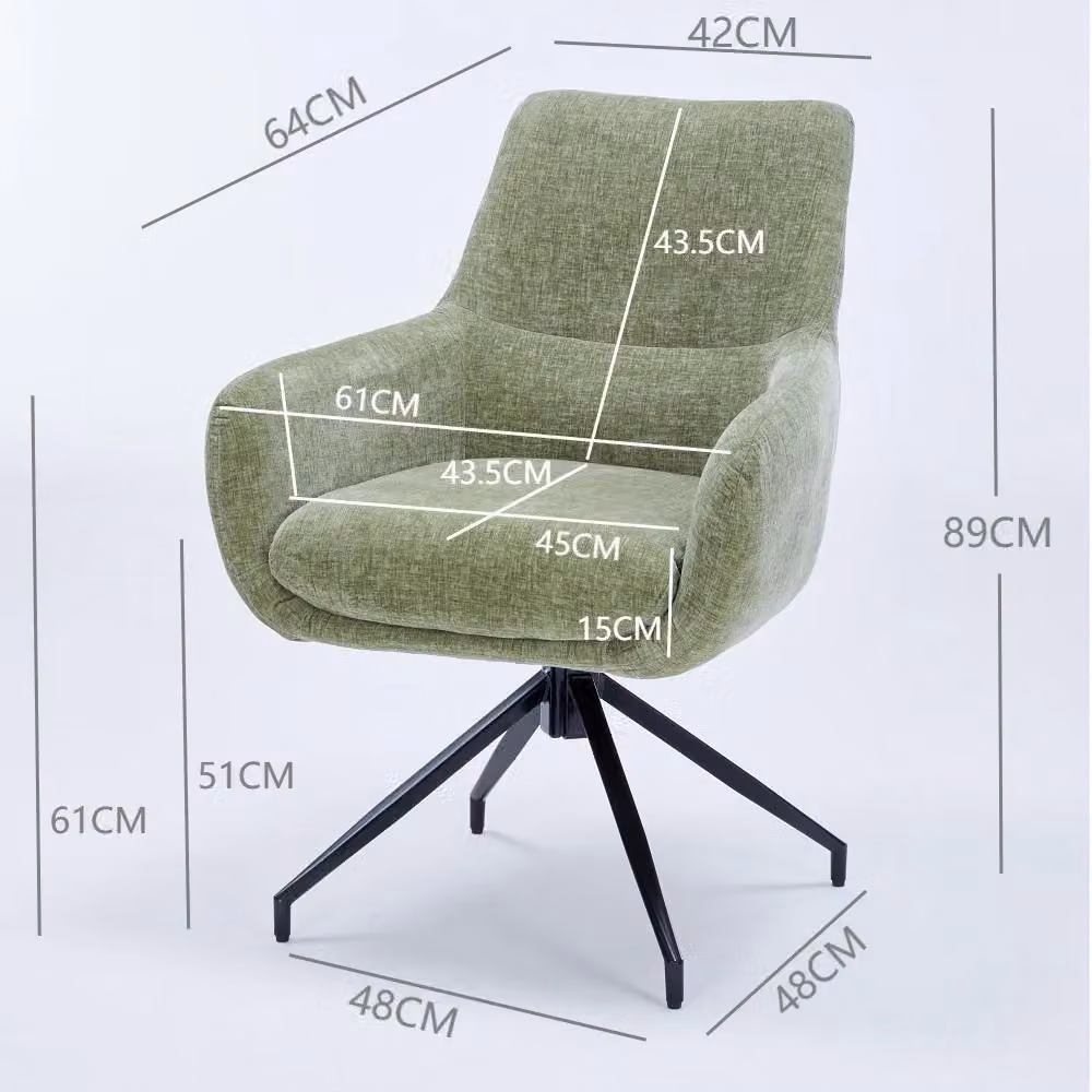FURNITURE ONE Set of 2 Padded Green Fabric Dining and Task Chairs with Metal Frame – 6