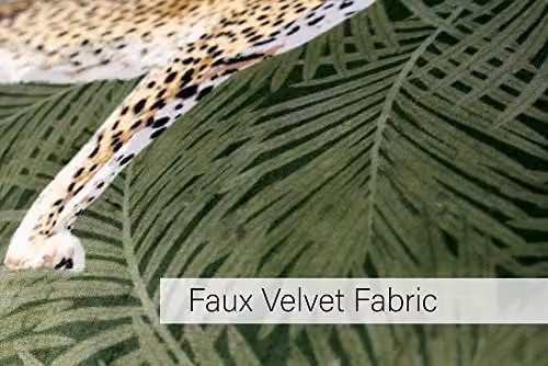 Riva Paoletti Cheetah Forest Filled Cushion in Green with Palm Leaf Design and Velvet Feel Fabric, W: 50 cm, H: 30 cm – 4