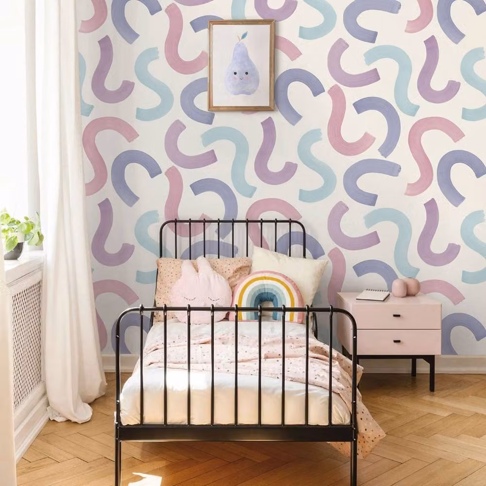 Holden Décor Curly Confetti Textured Abstract Wallpaper in Light Pink and Multicolour – 2