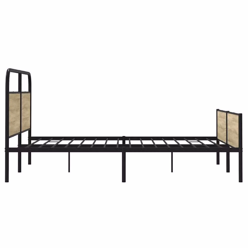 Berkfield Home Metal Bed Frame in Sonoma Oak and Beige, 200 x 200 cm – 3