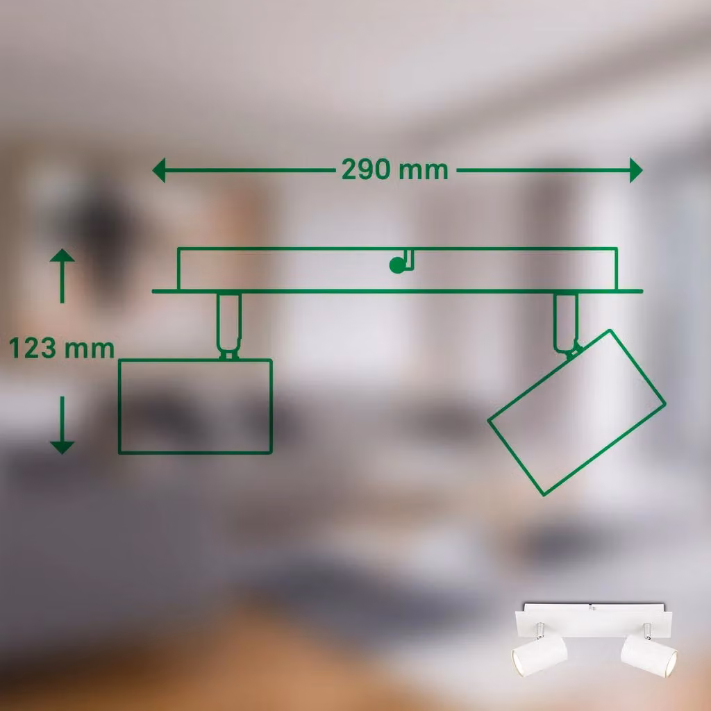 Briloner White Metal LED Ceiling Spotlight with GU10 Bulb, Adjustable Warm White Task Lighting for Kitchen, Dining Room and Hallway – 4