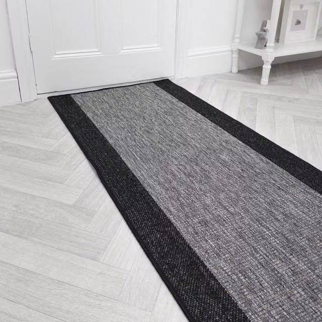 runrug Jenga Hallway Carpet Runner Rug in Dark Grey, W/D/H: 80 x 360 cm