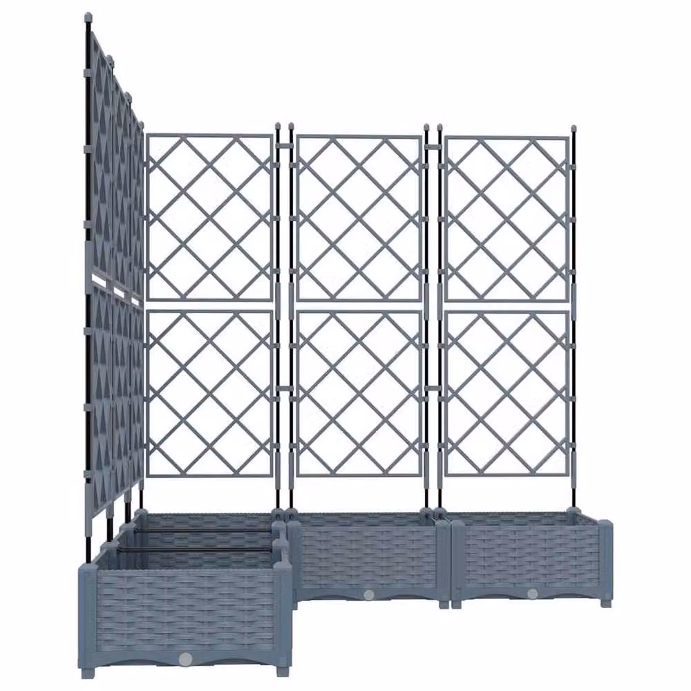 Berkfield Home Garden Planter with Trellis, 5 Piece Set, Light Grey, W/D/H: 120 x 120 x 125.5 cm – 5