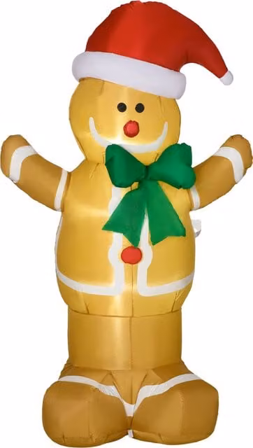 HOMCOM 183cm Inflatable Gingerbread Man Christmas Decoration with LED Lights for Indoor and Outdoor Use – 1