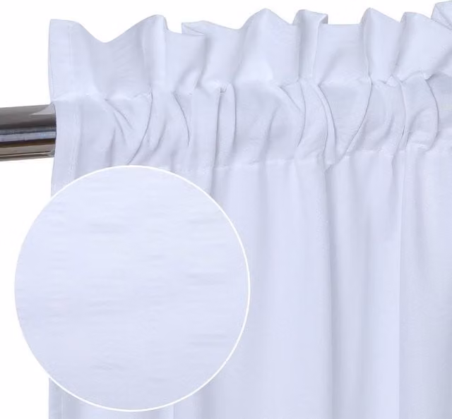London Boutique 2-Piece Waterproof Embossed Seersucker Texture Curtains in White, W: 76.2 cm, H: 61 cm