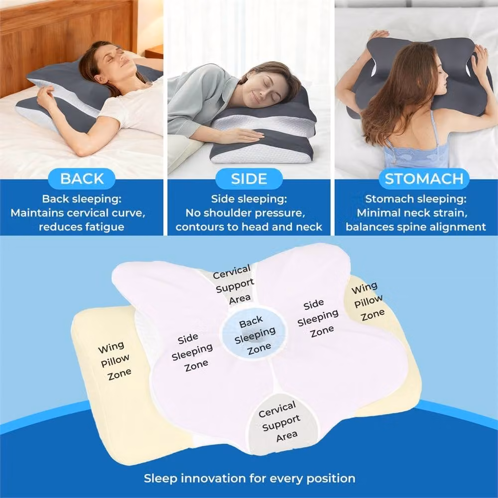 Kelvenix IceBloom Height Adjustable Memory Foam Cervical Wedge Pillow in Grey – 3