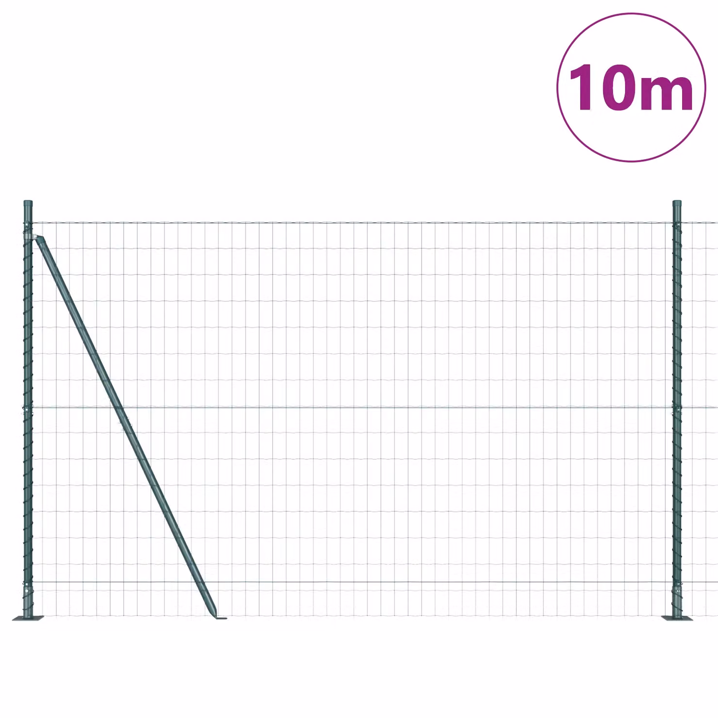 Berkfield Home Euro Fence with 7 Flanged Posts, Galvanised Steel, Silver, W: 10 m, H: 1.5 m – 1