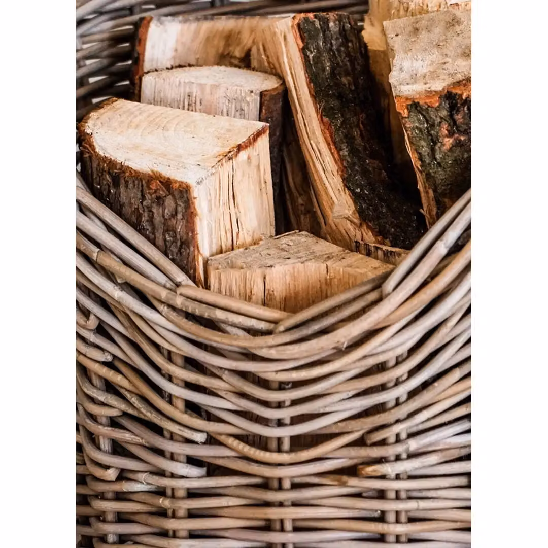 Ivyline Open Weave Wicker Log Basket in Natural Brown, H: 42 cm, D: 42 cm – 5