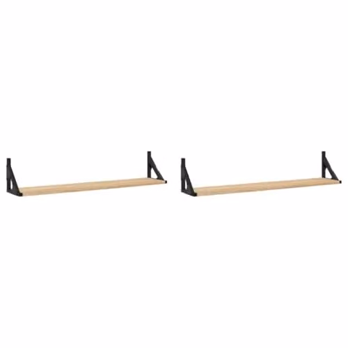 vidaXL Set of 2 Wall Shelves in Sonoma Oak Brown, W/D/H: 80 x 15 x 15.5 cm